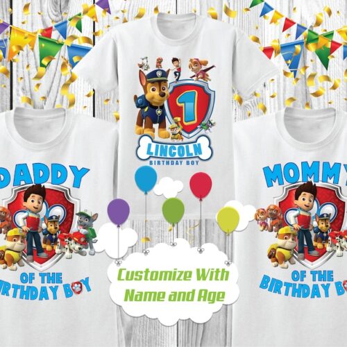Personalized Name Age Paw Patrol Birthday Shirt Cute 1