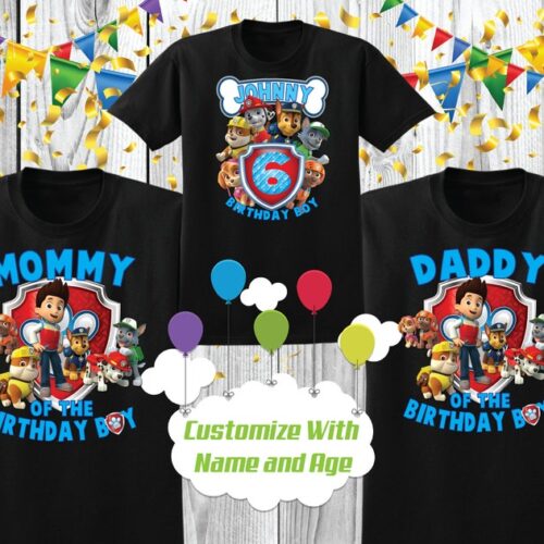 Personalized Name Age Paw Patrol Birthday Shirt Funny Gifts 1