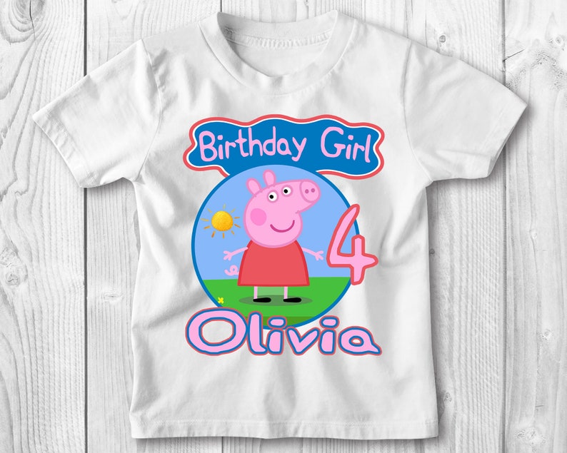 Personalized Name Age Peppa Pig Birthday Shirt Funny 1