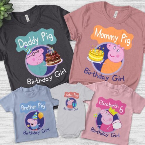 Personalized Name Age Peppa Pig Birthday Shirt Funny Present
