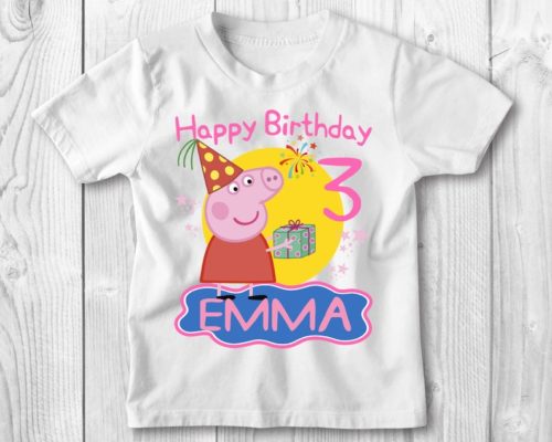 Personalized Name Age Peppa Pig Birthday Shirt Gift Cool 1