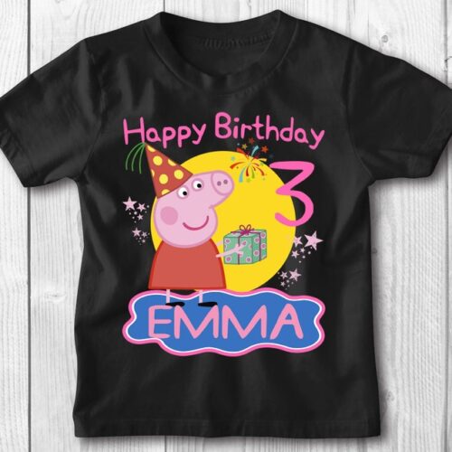 Personalized Name Age Peppa Pig Birthday Shirt Gift Cool