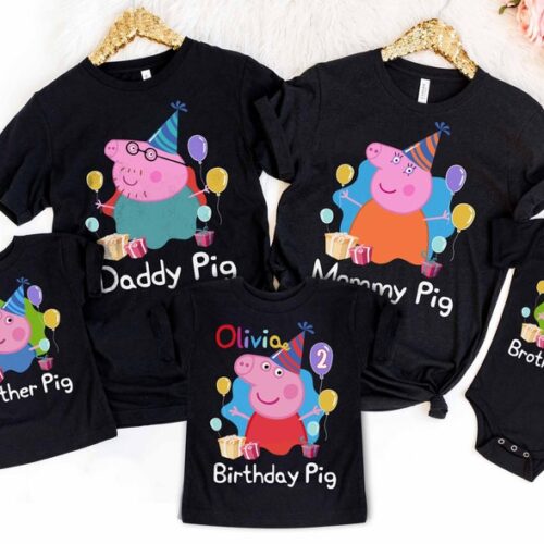 Personalized Name Age Peppa Pig Birthday Shirt Gift Cute 2