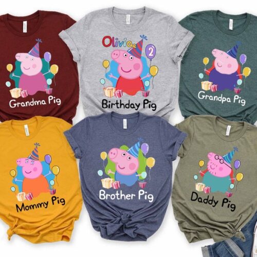 Personalized Name Age Peppa Pig Birthday Shirt Gift Cute