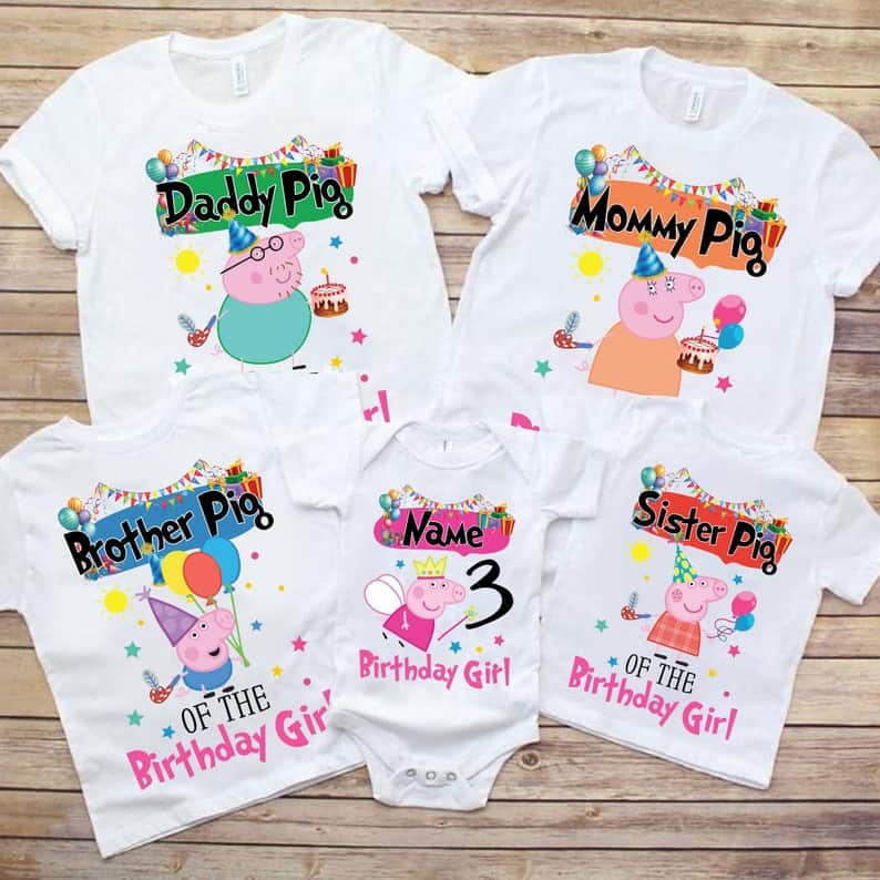 Personalized Name Age Peppa Pig Birthday Shirt Gifts Cool