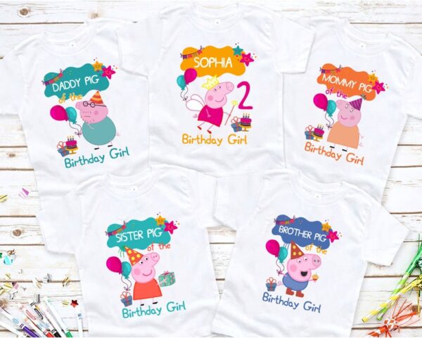 Personalized Name Age Peppa Pig Birthday Shirt Presents Cool