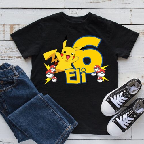 Personalized Name Age Pikachu Birthday Shirt Funny