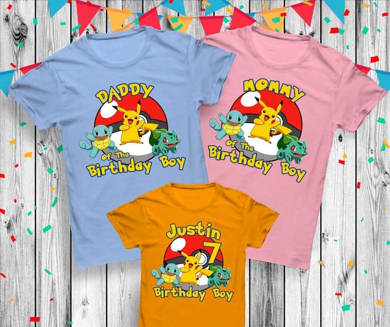Personalized Name Age Pokemon Birthday Shirt Cute Gifts