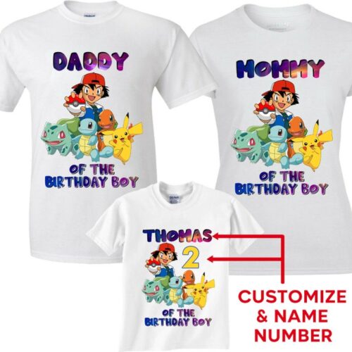 Personalized Name Age Pokemon Birthday Shirt Cute Presents