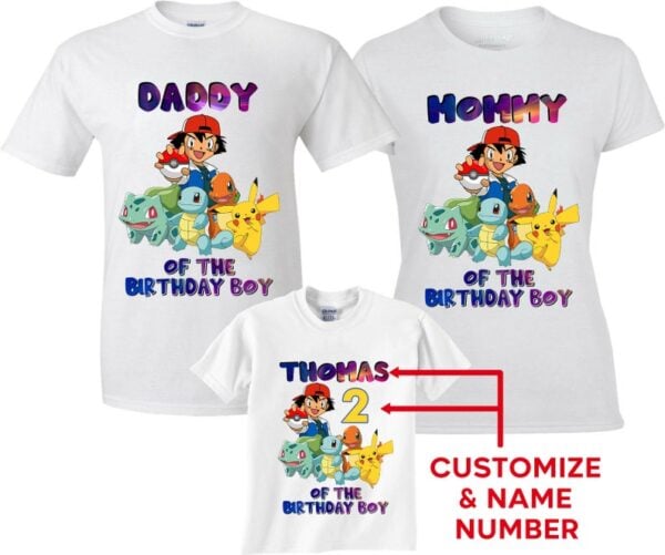 Personalized Name Age Pokemon Birthday Shirt Cute Presents