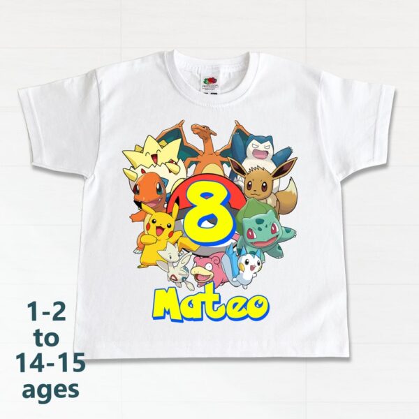 Personalized Name Age Pokemon Birthday Shirt Funny Presents