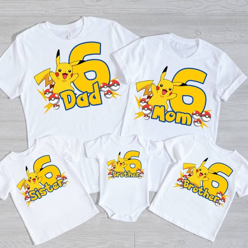 Personalized Name Age Pokemon Birthday Shirt Funny