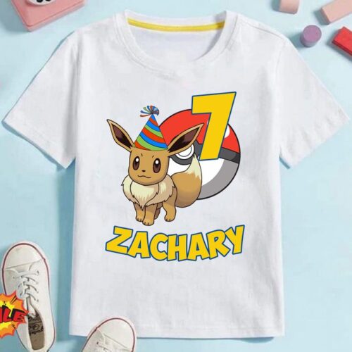 Personalized Name Age Pokemon Birthday Shirt Gift 1