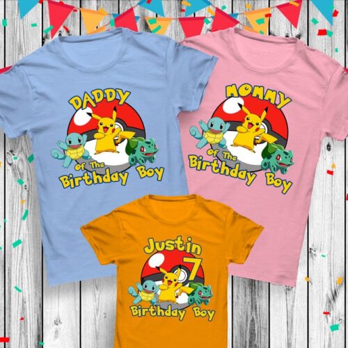 Personalized Name Age Pokemon Birthday Shirt Gifts Cool