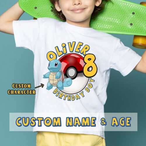 Personalized Name Age Pokemon Birthday Shirt Present Cool 1