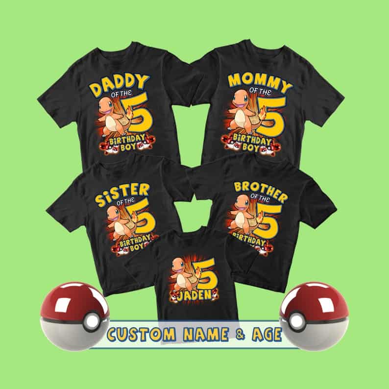 Personalized Name Age Pokemon Birthday Shirt Present Cute