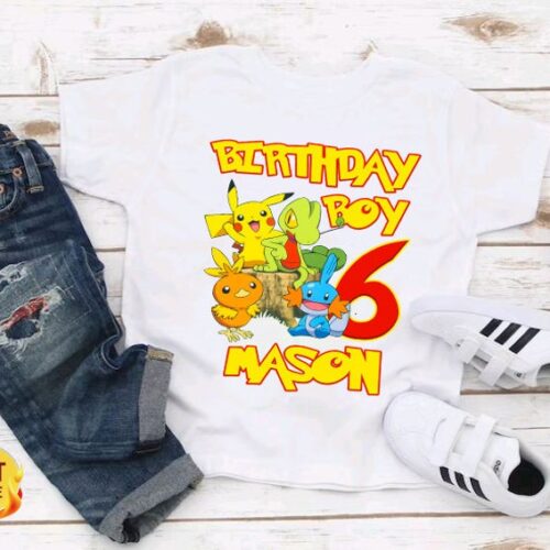 Personalized Name Age Pokemon Birthday Shirt Presents