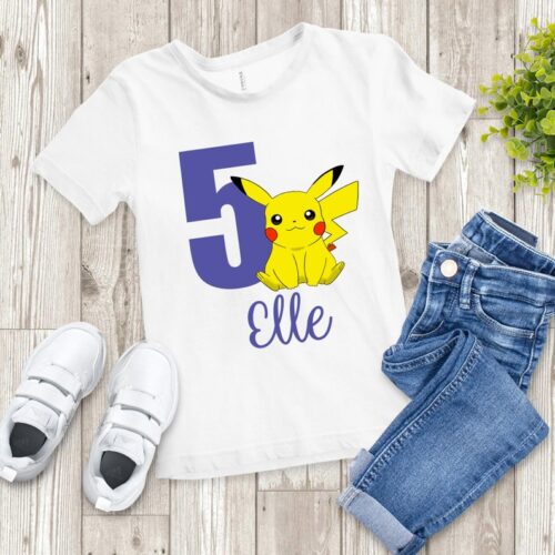 Personalized Name Age Pokemon Birthday Shirt Presents Cute