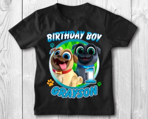 Personalized Name Age Puppy Dog Pals Birthday Shirt Cool