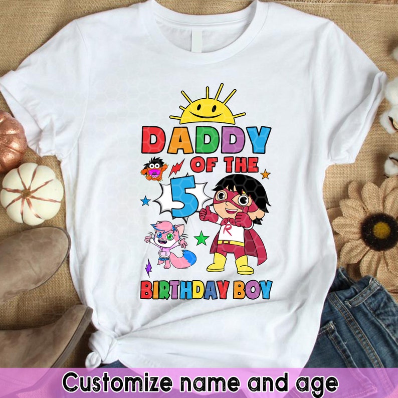 Personalized Name Age Ryan's World Birthday Shirt Funny Gift 1