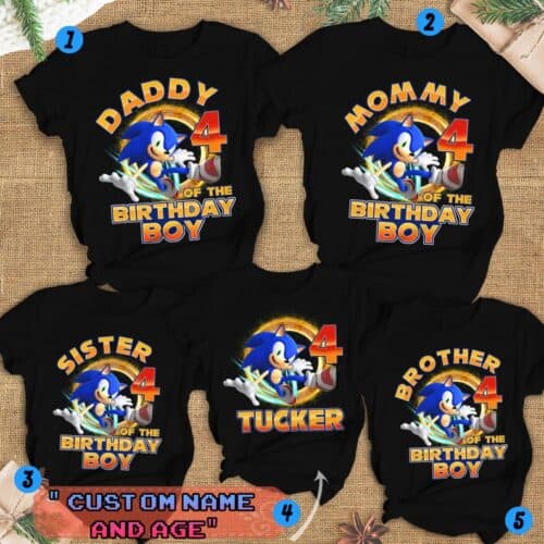 Personalized Name Age Sonic Birthday Shirt Cute Presents