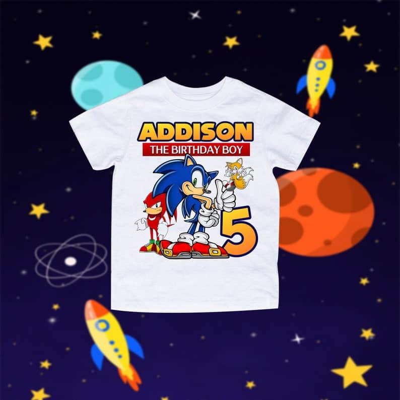 Personalized Name Age Sonic Birthday Shirt Cute