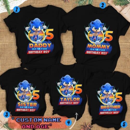 Personalized Name Age Sonic Birthday Shirt Funny