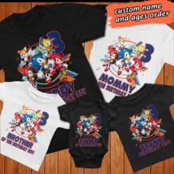 Personalized Name Age Sonic Birthday Shirt Gifts