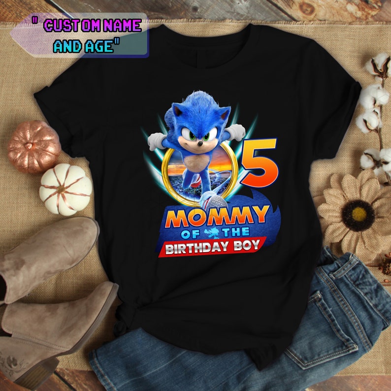 Personalized Name Age Sonic The Hedgehog Birthday Shirt Funny 1