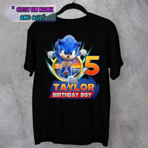 Personalized Name Age Sonic The Hedgehog Birthday Shirt Funny 2