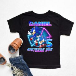 Personalized Name Age Sonic The Hedgehog Birthday Shirt Funny Gift 1