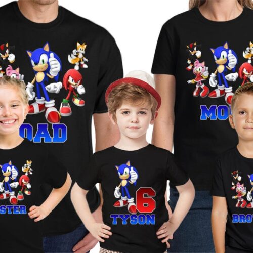 Personalized Name Age Sonic The Hedgehog Birthday Shirt Gift
