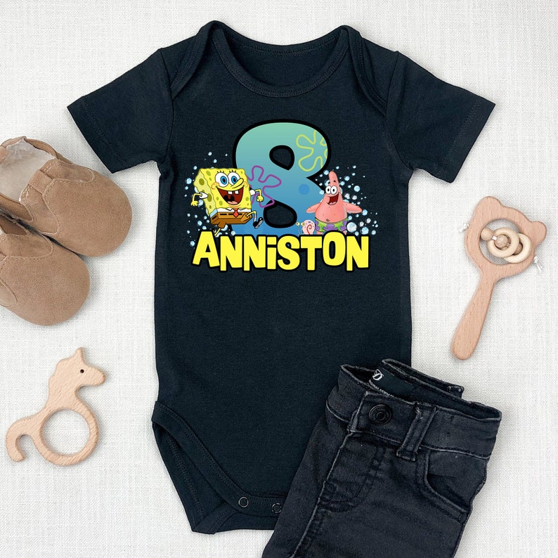 Personalized Name Age Spongebob Birthday Shirt Cool 1