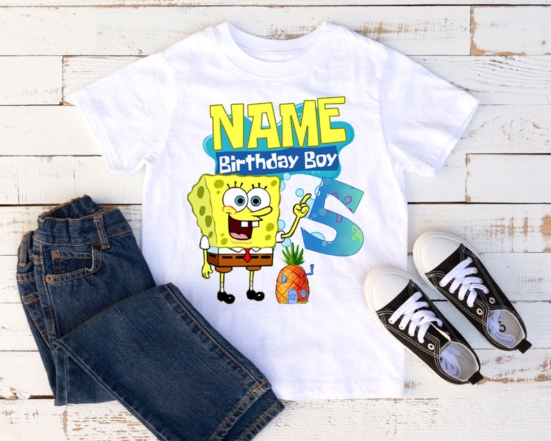 Personalized Name Age Spongebob Birthday Shirt Cute 1