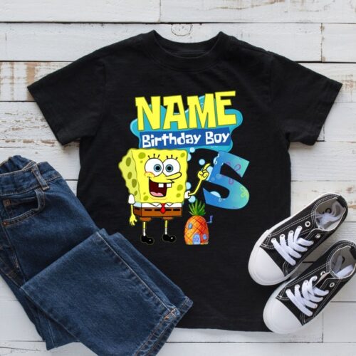 Personalized Name Age Spongebob Birthday Shirt Cute