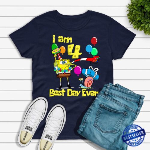 Personalized Name Age Spongebob Birthday Shirt Cute Gift