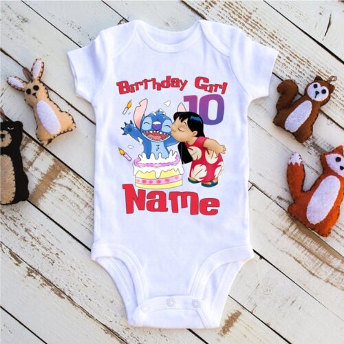 Personalized Name Age Stitch Birthday Shirt Gift Cute 1