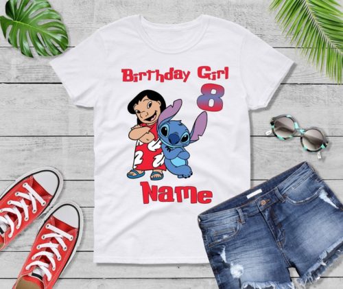 Personalized Name Age Stitch Birthday Shirt Gift Funny