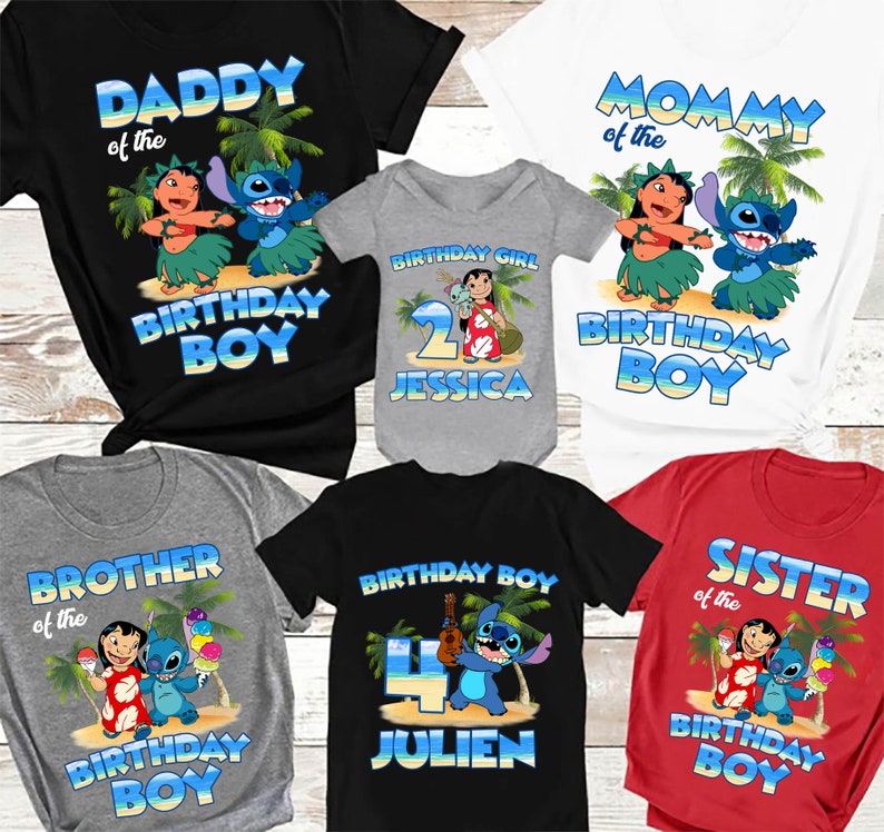 Personalized Name Age Stitch Birthday Shirt Gifts Cute 1