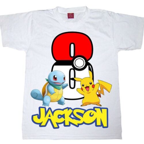 Personalized Name Age Pikachu Birthday Shirt Onesis Kid Youth V-neck Unisex