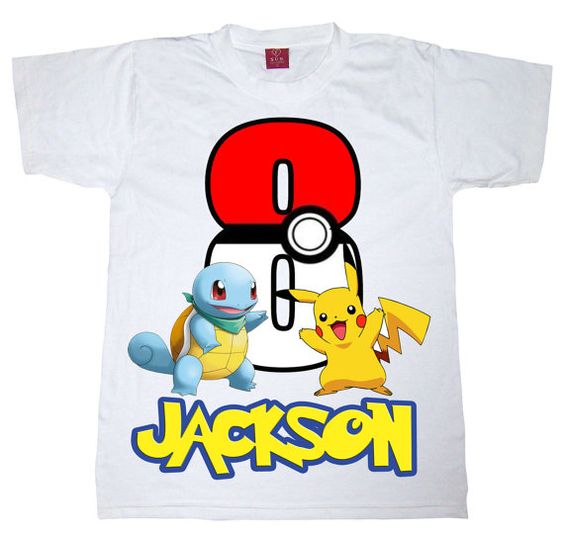 Personalized Name Age Pikachu Birthday Shirt Onesis Kid Youth V-neck Unisex