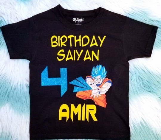 Personalized Name Age Dragon Ball Z Birthday Shirt Onesis Kid Youth V-neck Unisex