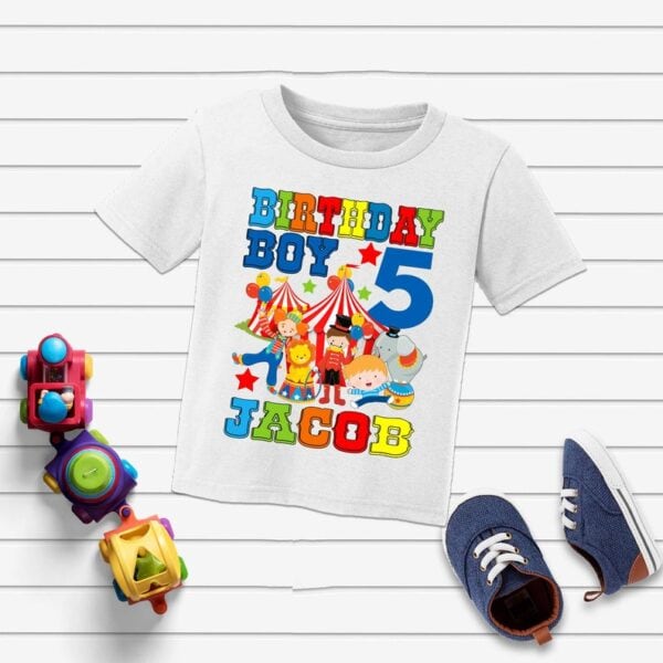 Personalized Name Age Carnival Theme Birthday Shirts Onesis Kid Youth V-neck Unisex