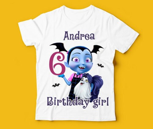 Personalized Name Age Vampirina Birthday Shirt Onesis Kid Youth V-neck Unisex