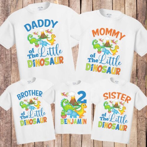 Personalized Name Age Dinosaur Birthday Shirt Onesis Kid Youth V-neck Unisex