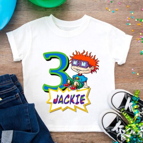 Personalized Name Age Rugrats Birthday Shirt Onesis Kid Youth V-neck Unisex