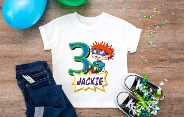 Personalized Name Age Rugrats Birthday Shirt Onesis Kid Youth V-neck Unisex