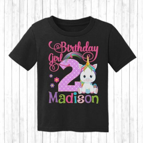 Personalized Name Age Unicorn Birthday Shirt Onesis Kid Youth V-neck Unisex