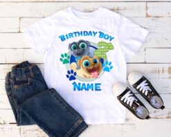 Personalized Name Age Puppy Dog Pals Birthday Shirt Onesis Kid Youth V-neck Unisex