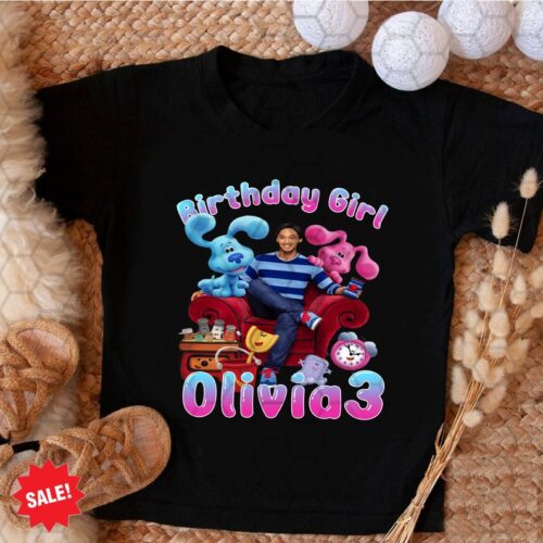 Personalized Name Age Blues Clues Birthday Shirt Onesis Kid Youth V-neck Unisex